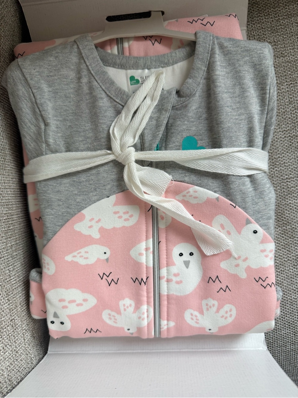 NWT Love to dream Pink & Gray Bird-Print Sleep Sack 1.0tog 6-18months